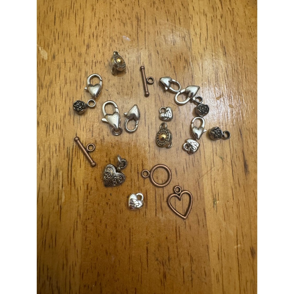 Brighton Jewelry Findings Lot 18pc Heart Clasps Charms Toggles Rose